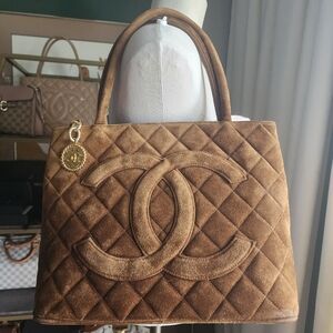CHANEL SUEDE MEDALLION TOTE